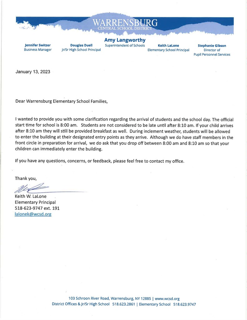Letter from Keith LaLone